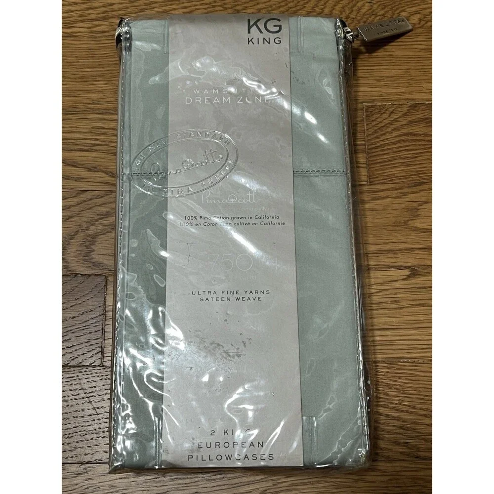 Wamsutta Dream Zone 750 TC Solid Mint 2 KING EURO SHAMS / NEW